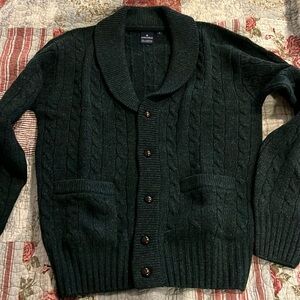 Nordstrom lambs wool Aran style cardigan sweater small fits oversized